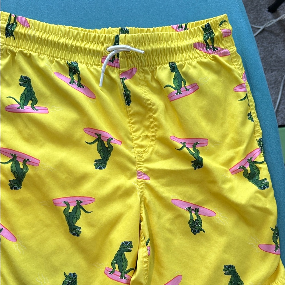 Fashion trunk dinosaur yellow old navy size xl child back pocket swim wear boys